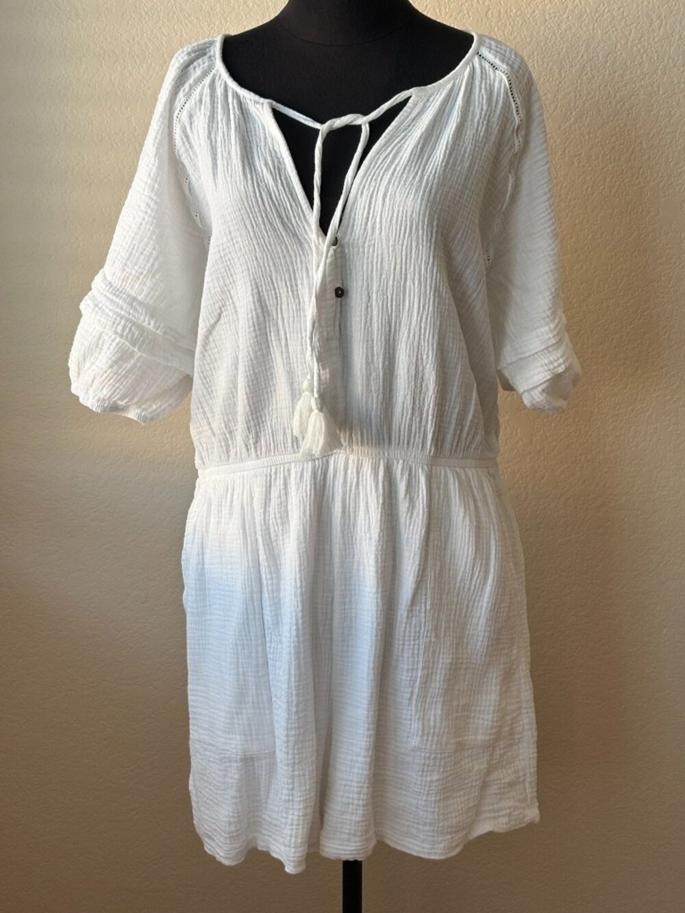Knox Rose XXL White Cotton Gauze Tassel Romper